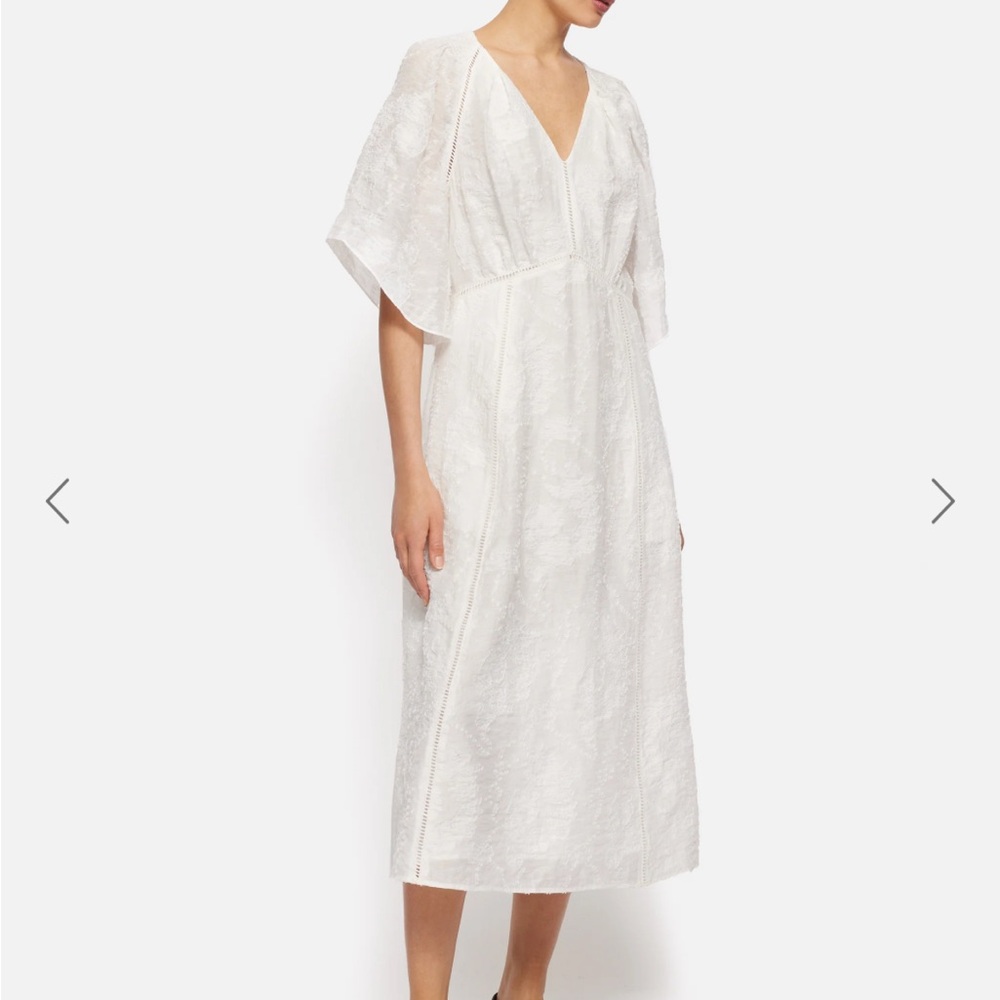 Jigsaw Textured Jacquard Dress White Sz 4